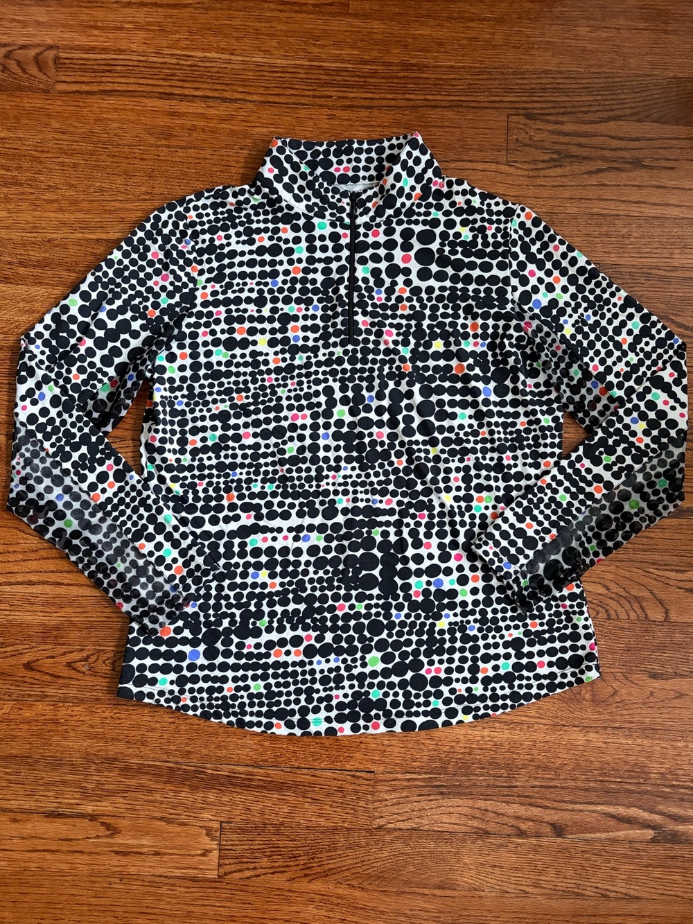 IBKUL Multicolor Polka Dot 1/4 Zip Icefil Long Sleeve SPF 50 Size L